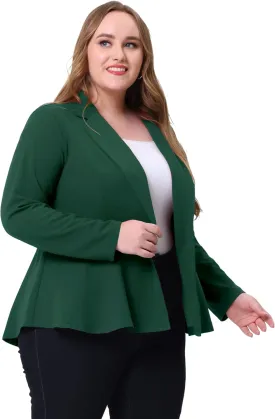 Agnes Orinda Women's Plus Size Blazer Notch Panel Work Business Casual Outfits Dressy Suit Jacket Peplum Blazers