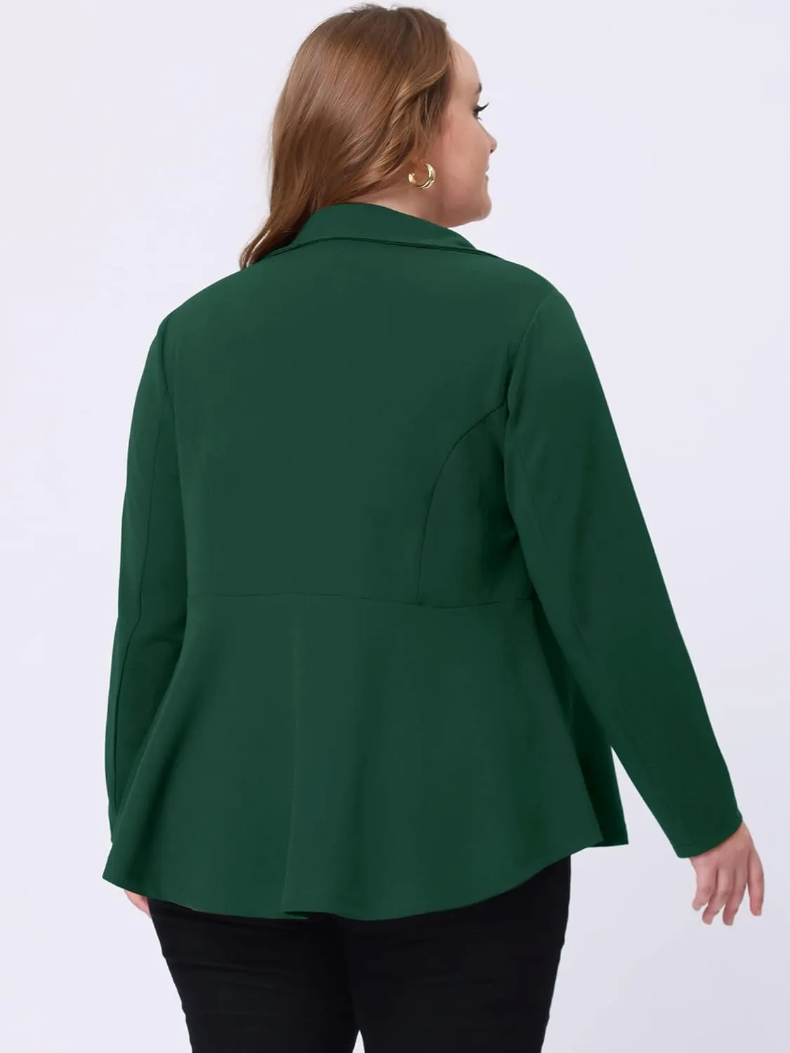 Agnes Orinda Women's Plus Size Blazer Notch Panel Work Business Casual Outfits Dressy Suit Jacket Peplum Blazers