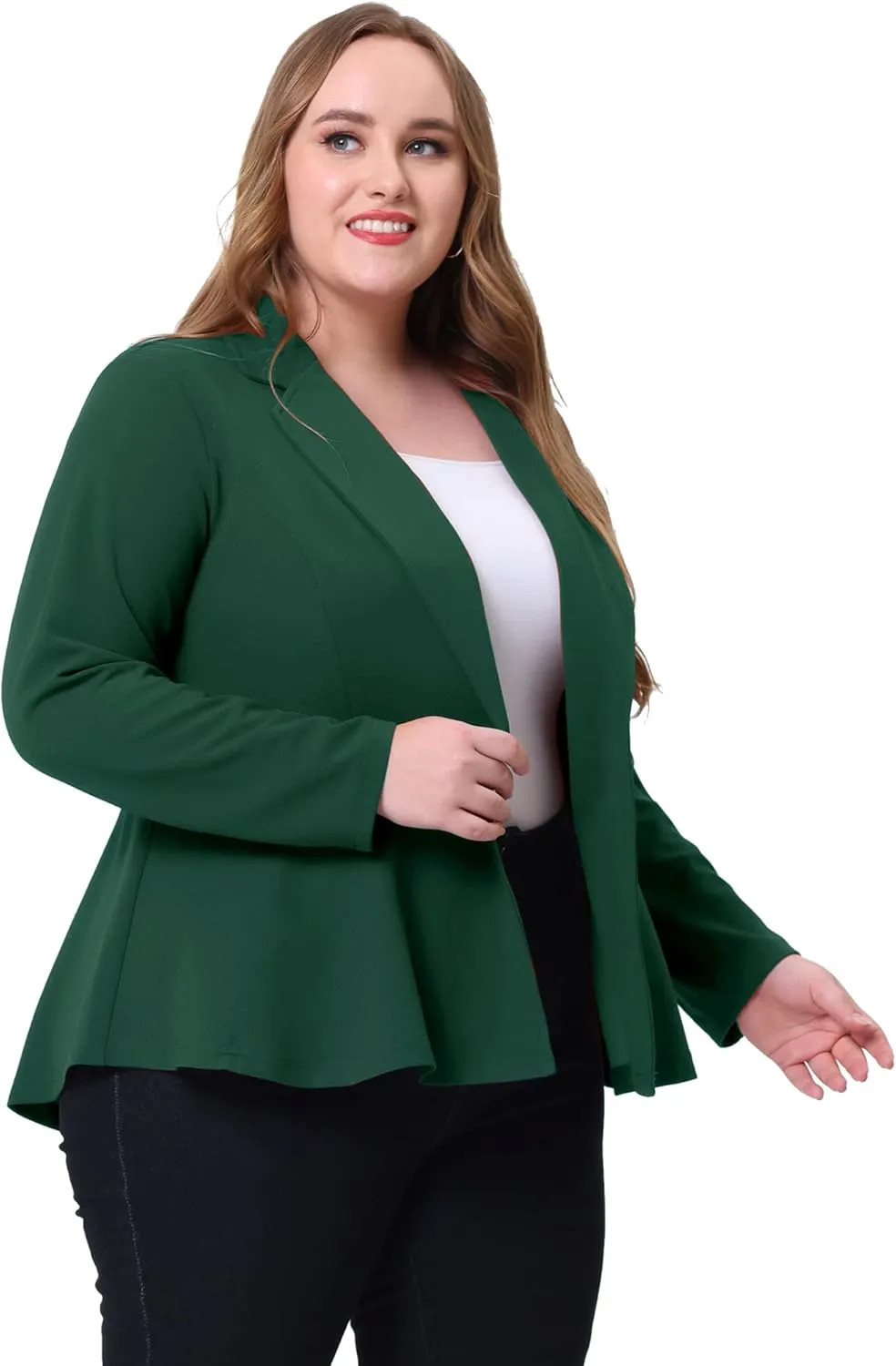 Agnes Orinda Women's Plus Size Blazer Notch Panel Work Business Casual Outfits Dressy Suit Jacket Peplum Blazers