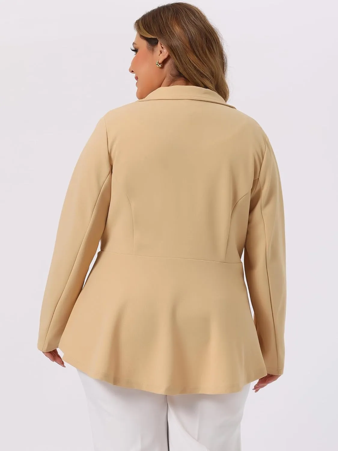 Agnes Orinda Women's Plus Size Blazer Notch Panel Work Business Casual Outfits Dressy Suit Jacket Peplum Blazers