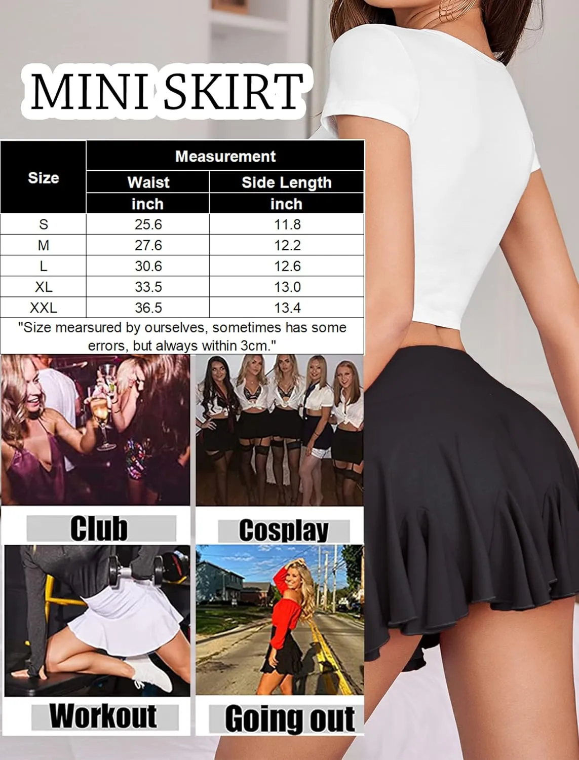 Avidlove Mini Skirt for Women Sexy Pleated Skirts High Waist Skater Skirt Ruffle Lingerie Skirts