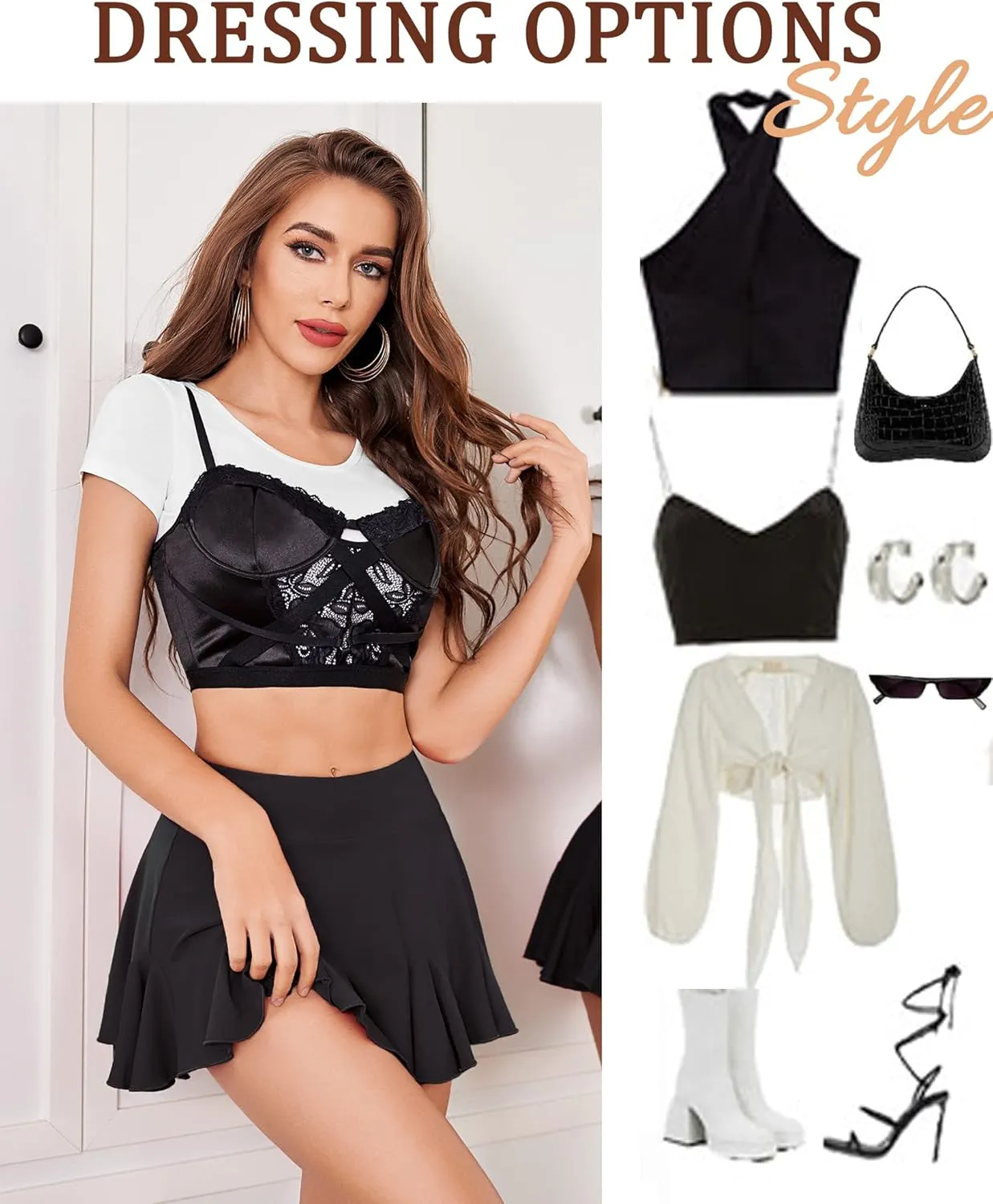 Avidlove Mini Skirt for Women Sexy Pleated Skirts High Waist Skater Skirt Ruffle Lingerie Skirts