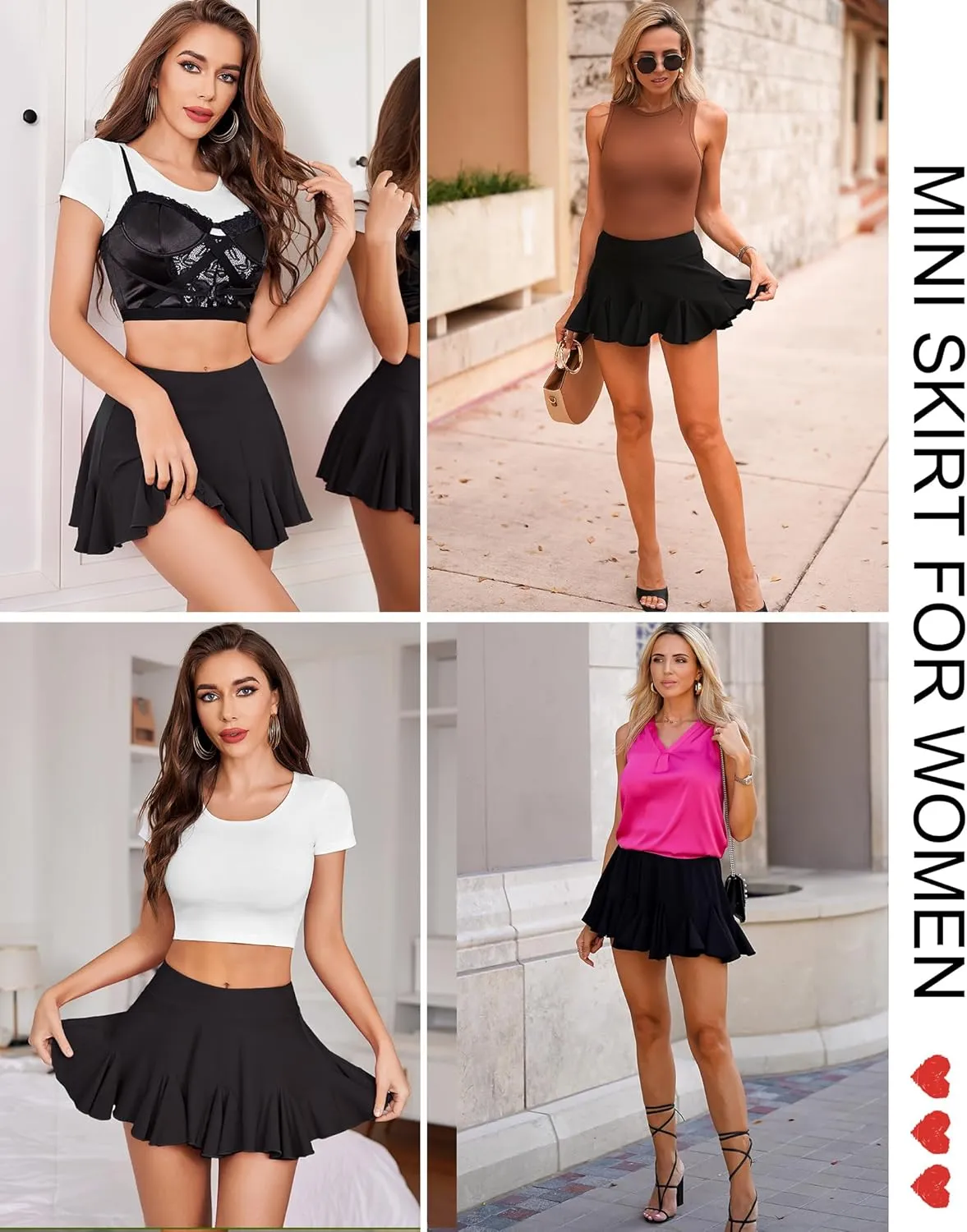 Avidlove Mini Skirt for Women Sexy Pleated Skirts High Waist Skater Skirt Ruffle Lingerie Skirts