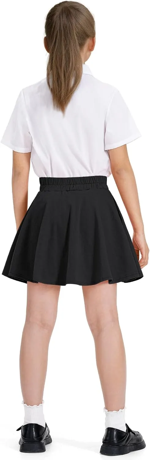 BOOPH Girls Skirts Kids Casual Mini Skorts Toddler Athletic Uniform Skirts with Pockets