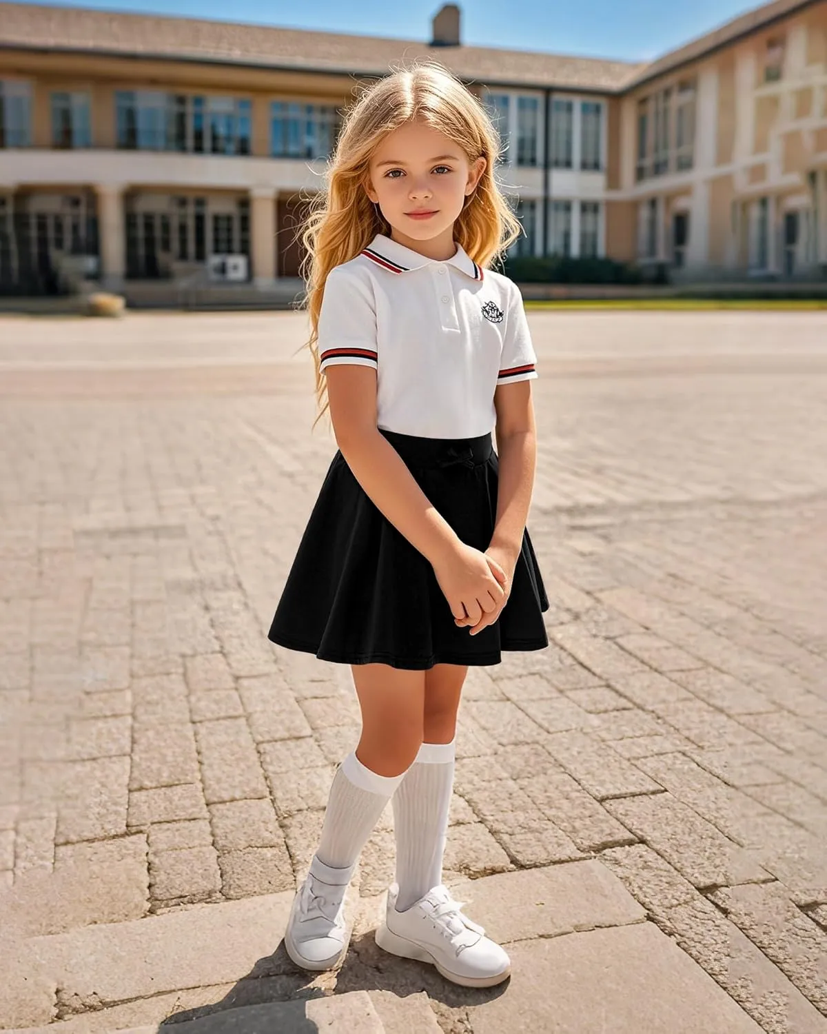 BOOPH Girls Skirts Kids Casual Mini Skorts Toddler Athletic Uniform Skirts with Pockets