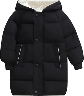 Boys Girls Long Winter Coat Hooded Puffer Jacket Kids Lightweight Down Coat Insulated Parka Thicken Warm Padded Jacket