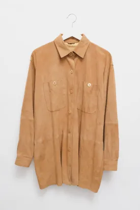 CAMEL SUEDE LEATHER SHIRT JACKET