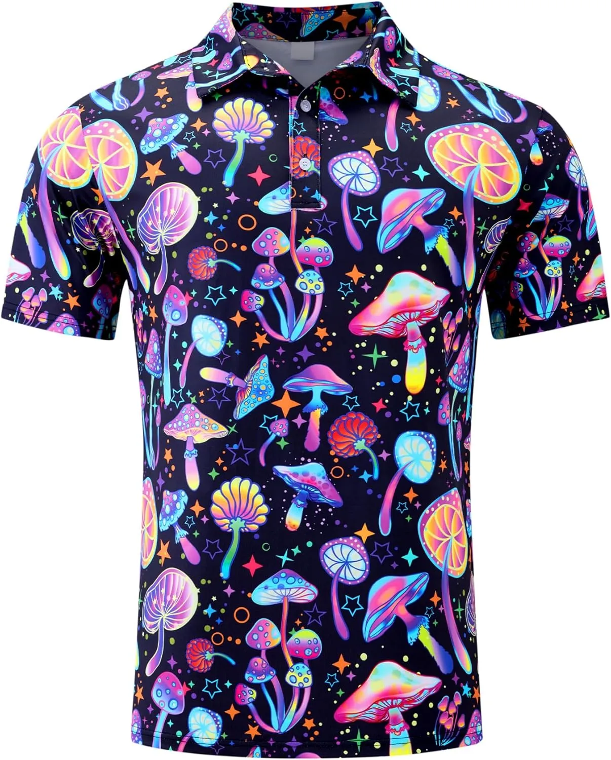 Fanient Men Golf Polo Shirts Short Sleeve 3D Printed Dry Fit Moisture Wicking 4-Way Stretch Summer Athletic Polo Shirts
