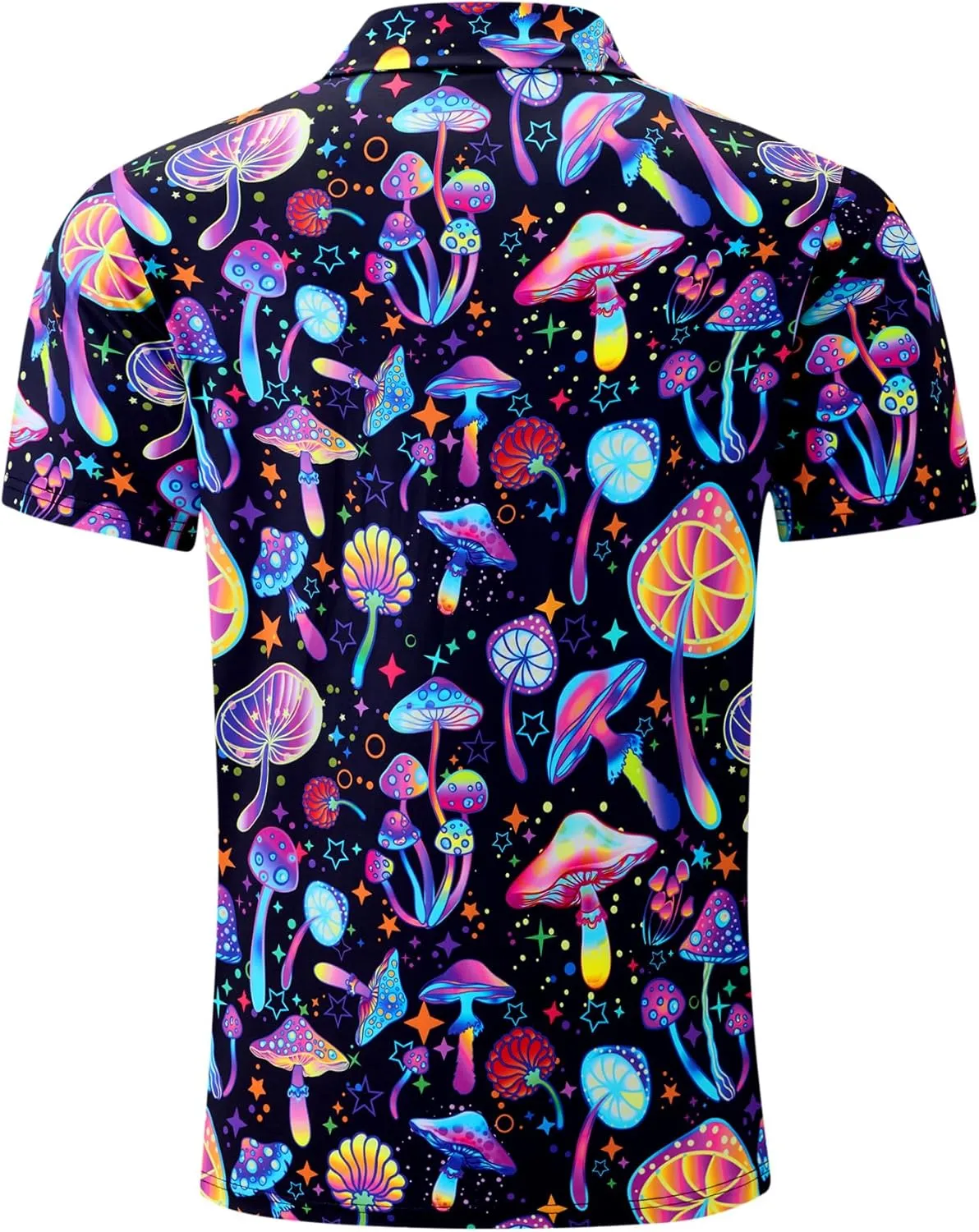 Fanient Men Golf Polo Shirts Short Sleeve 3D Printed Dry Fit Moisture Wicking 4-Way Stretch Summer Athletic Polo Shirts