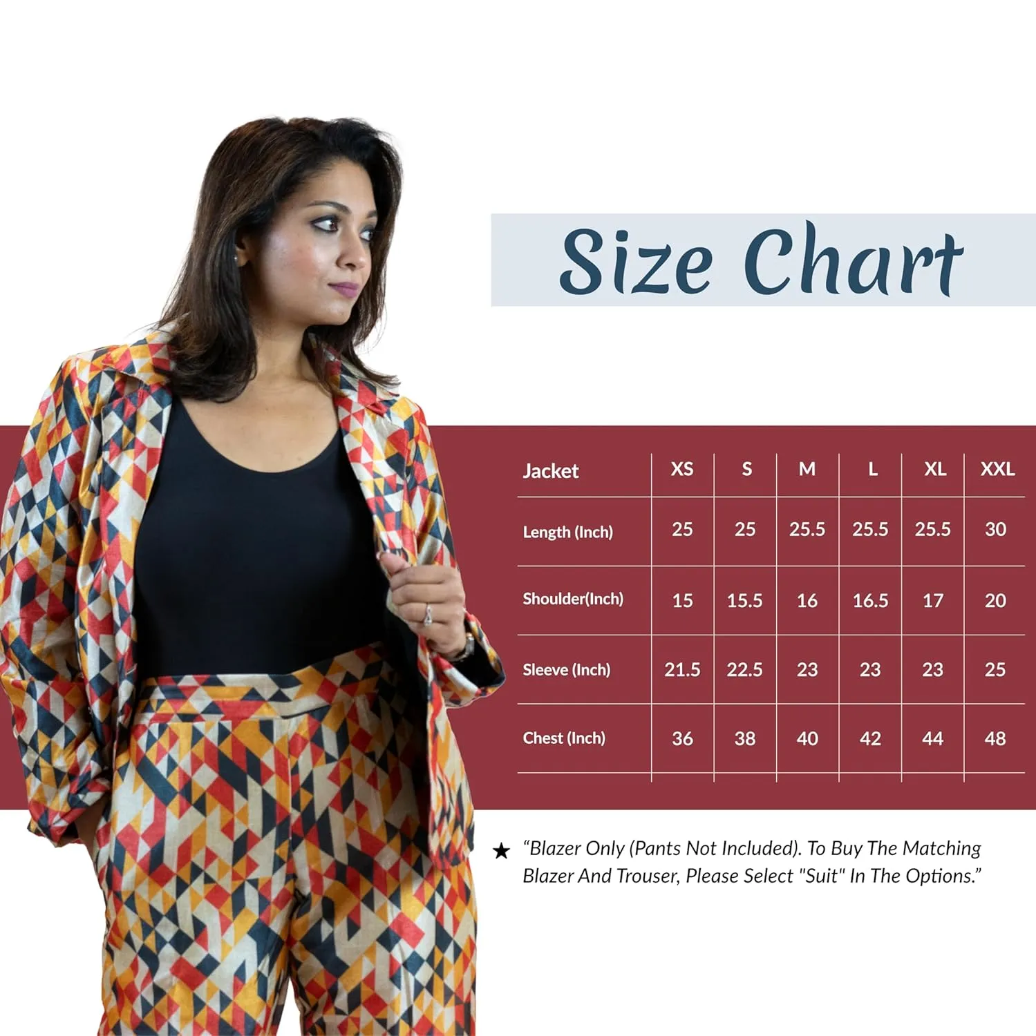Geometric Womens Blazer  Stylish Blazers for Women in Fall Colors, Featuring Single Button Closure & Full Sleeves (US, Alpha, XX-Large, Regular, Regular, Fall)