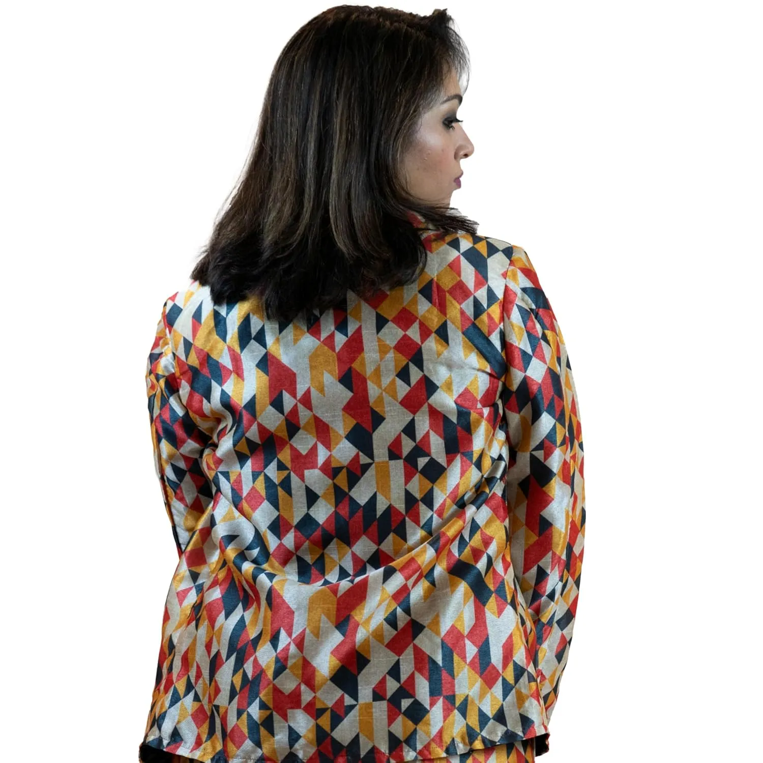 Geometric Womens Blazer  Stylish Blazers for Women in Fall Colors, Featuring Single Button Closure & Full Sleeves (US, Alpha, XX-Large, Regular, Regular, Fall)