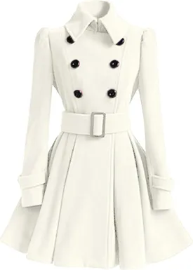 GRASWE Plplum PeaCoats For Women Winter Swing Flared Coats Long Warm Jacket