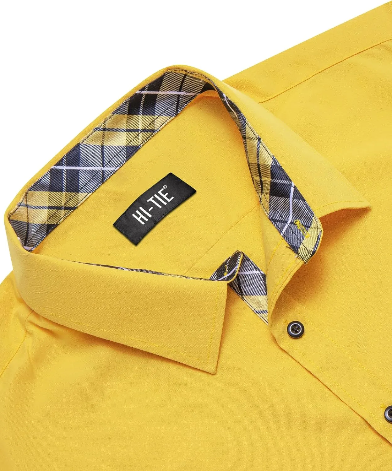 Hi-Tie Mens Dress Shirts Wrinkle Free Inner Contrast Jacquard Long Sleeve Casual Button Down Shirt Business Party Wedding