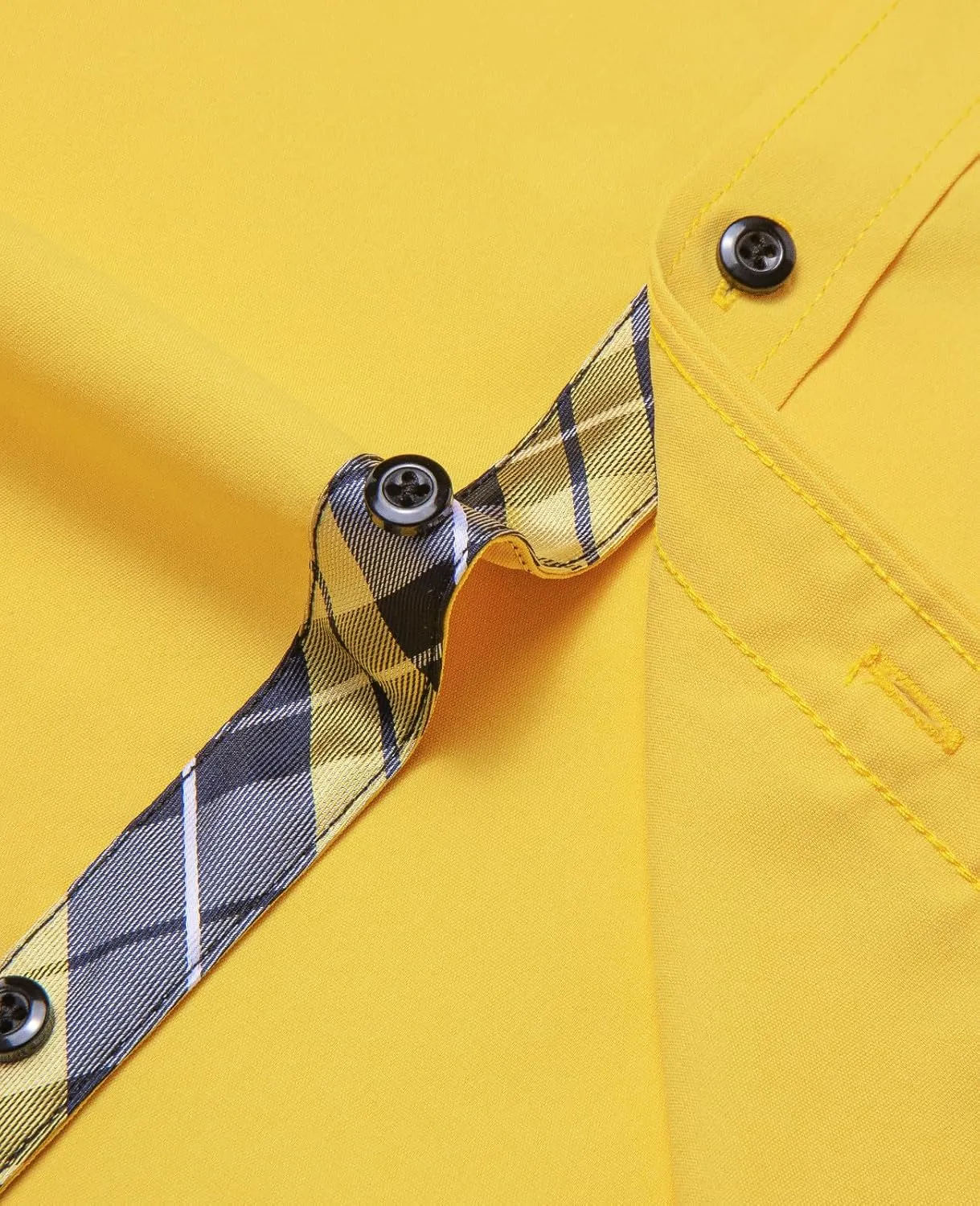 Hi-Tie Mens Dress Shirts Wrinkle Free Inner Contrast Jacquard Long Sleeve Casual Button Down Shirt Business Party Wedding