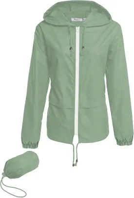 Hount Women's Lightweight Hooded Raincoat Waterproof Packable Active Outdoor Rain Jacket (S-3XL)