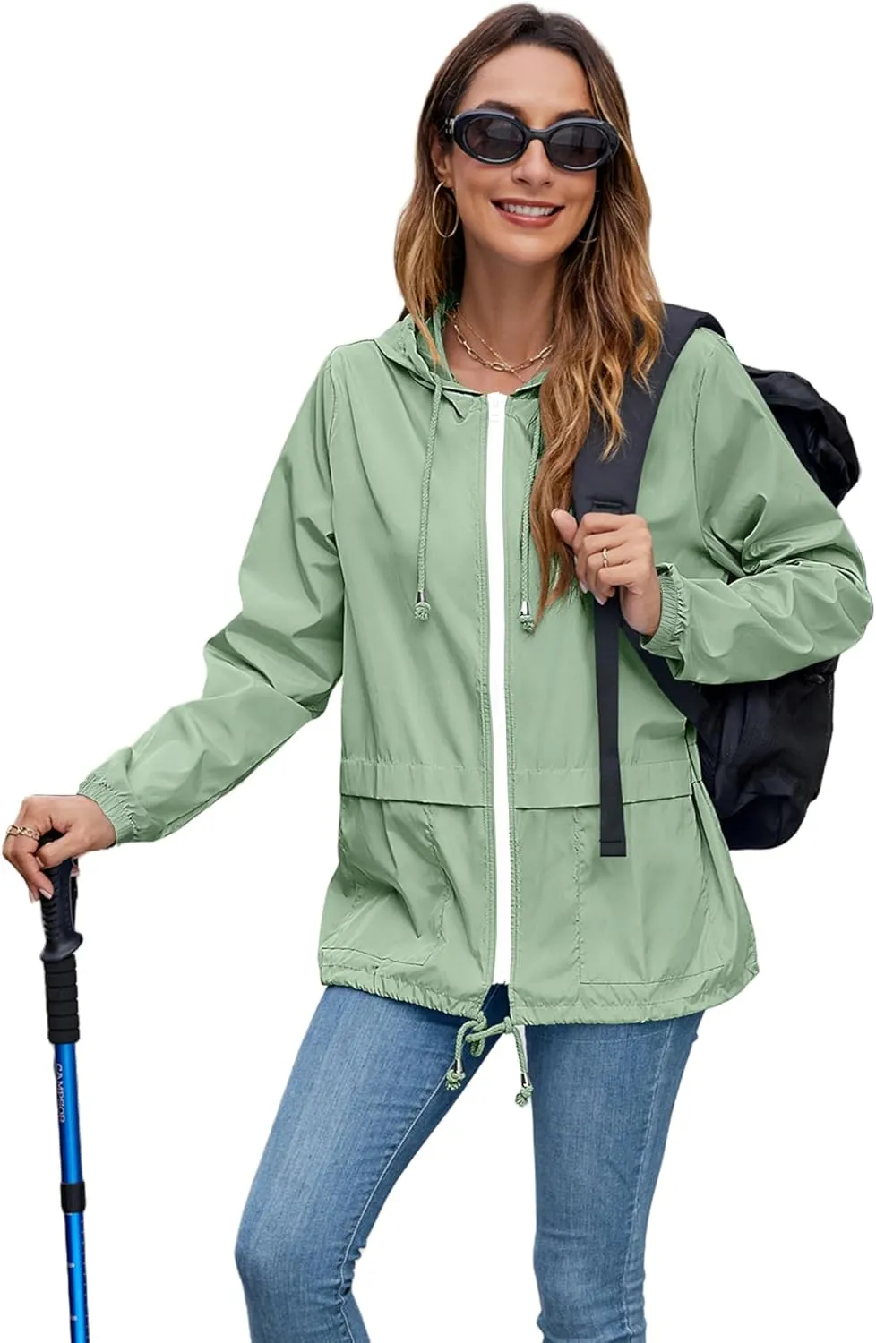 Hount Women's Lightweight Hooded Raincoat Waterproof Packable Active Outdoor Rain Jacket (S-3XL)