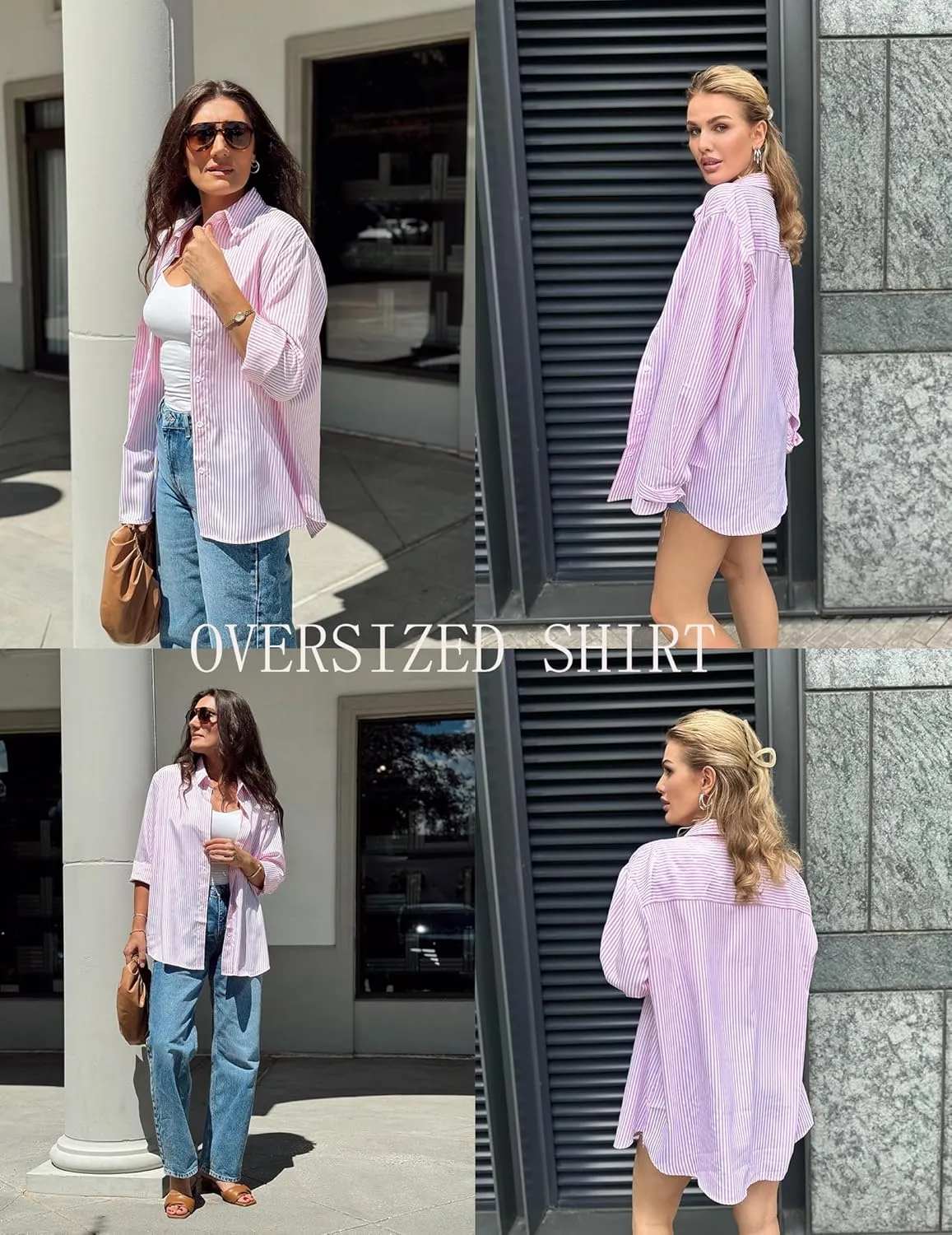 IN'VOLAND Womens Plus Size Button Down Shirt Striped Casual Shirt Long Sleeve Fall Blouse Collared Office Work Blouses Tops