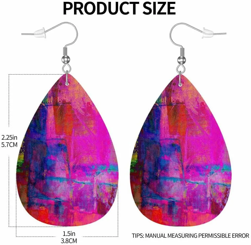 Leather Earrings for Women Teardrop Double-Sided Dangle Lightweight Leaf Earrings