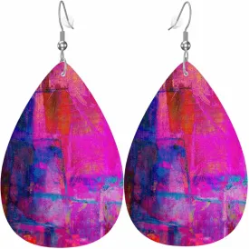 Leather Earrings for Women Teardrop Double-Sided Dangle Lightweight Leaf Earrings