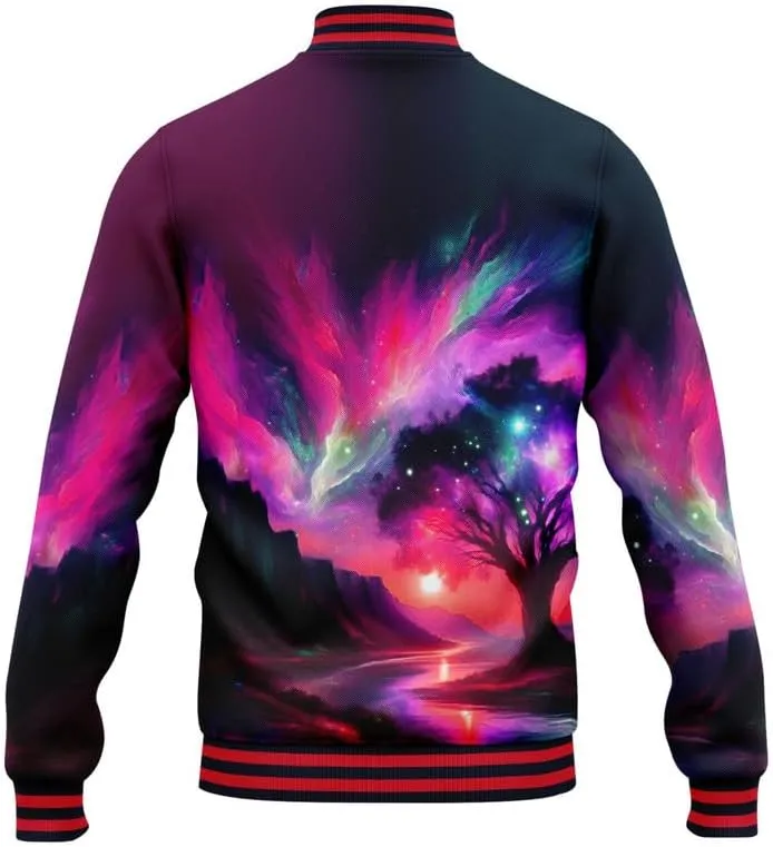 Men's Stylish Graphic Varsity Jacket Lightweight Casual Sport Outerwear for Spring,Fall Baseball Urban Bomber Jackets
