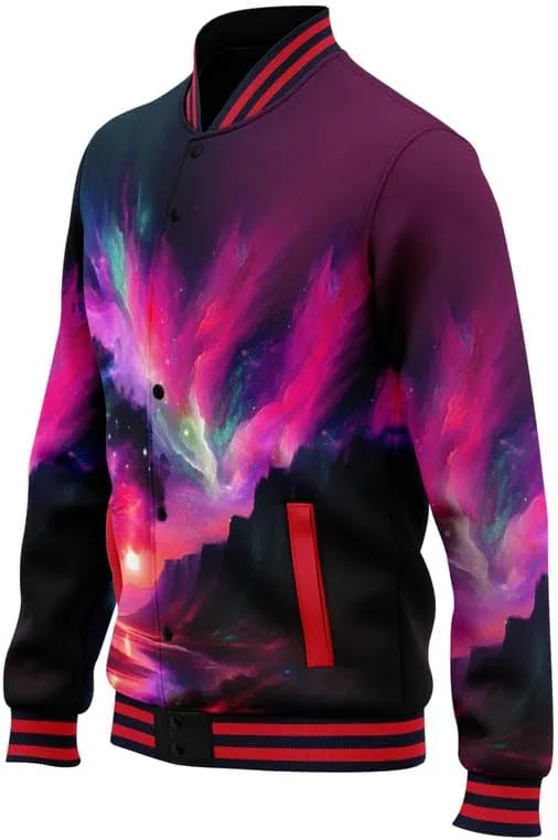 Men's Stylish Graphic Varsity Jacket Lightweight Casual Sport Outerwear for Spring,Fall Baseball Urban Bomber Jackets