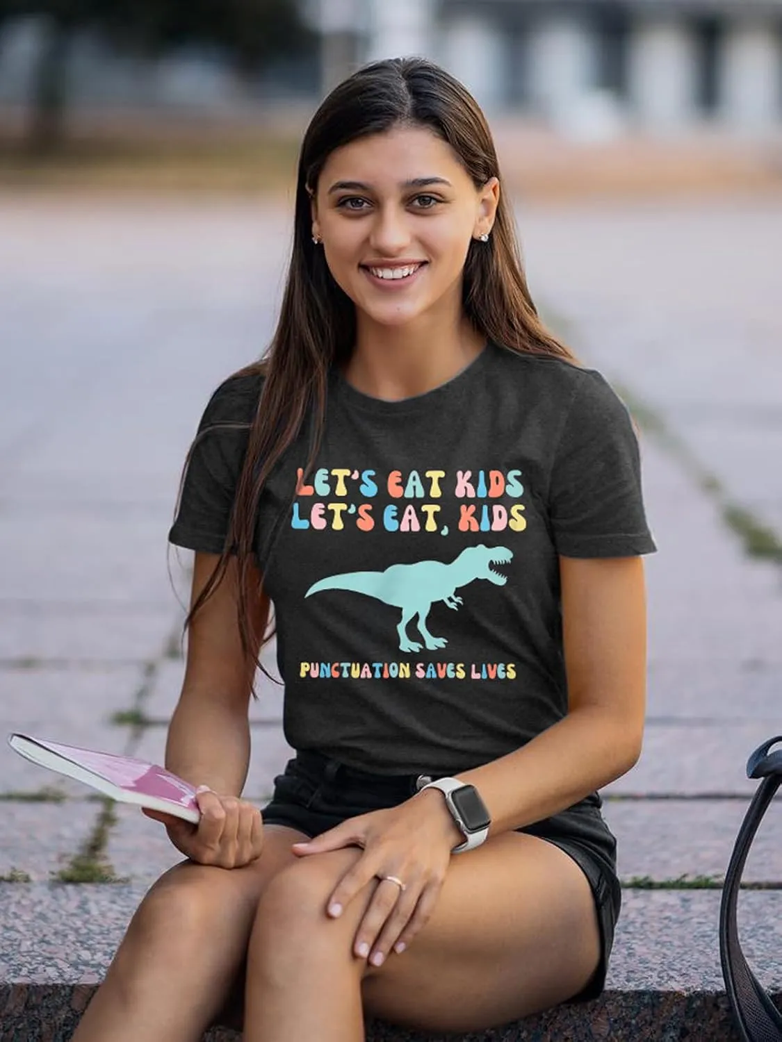 MYHALF Teacher Shirt Women Grammar Tshirt: Funny Dinasour Graphic T Shirt Teacher Gifts Kindergarten Teacher Life Tops