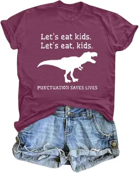 MYHALF Teacher Shirt Women Grammar Tshirt: Funny Dinasour Graphic T Shirt Teacher Gifts Kindergarten Teacher Life Tops