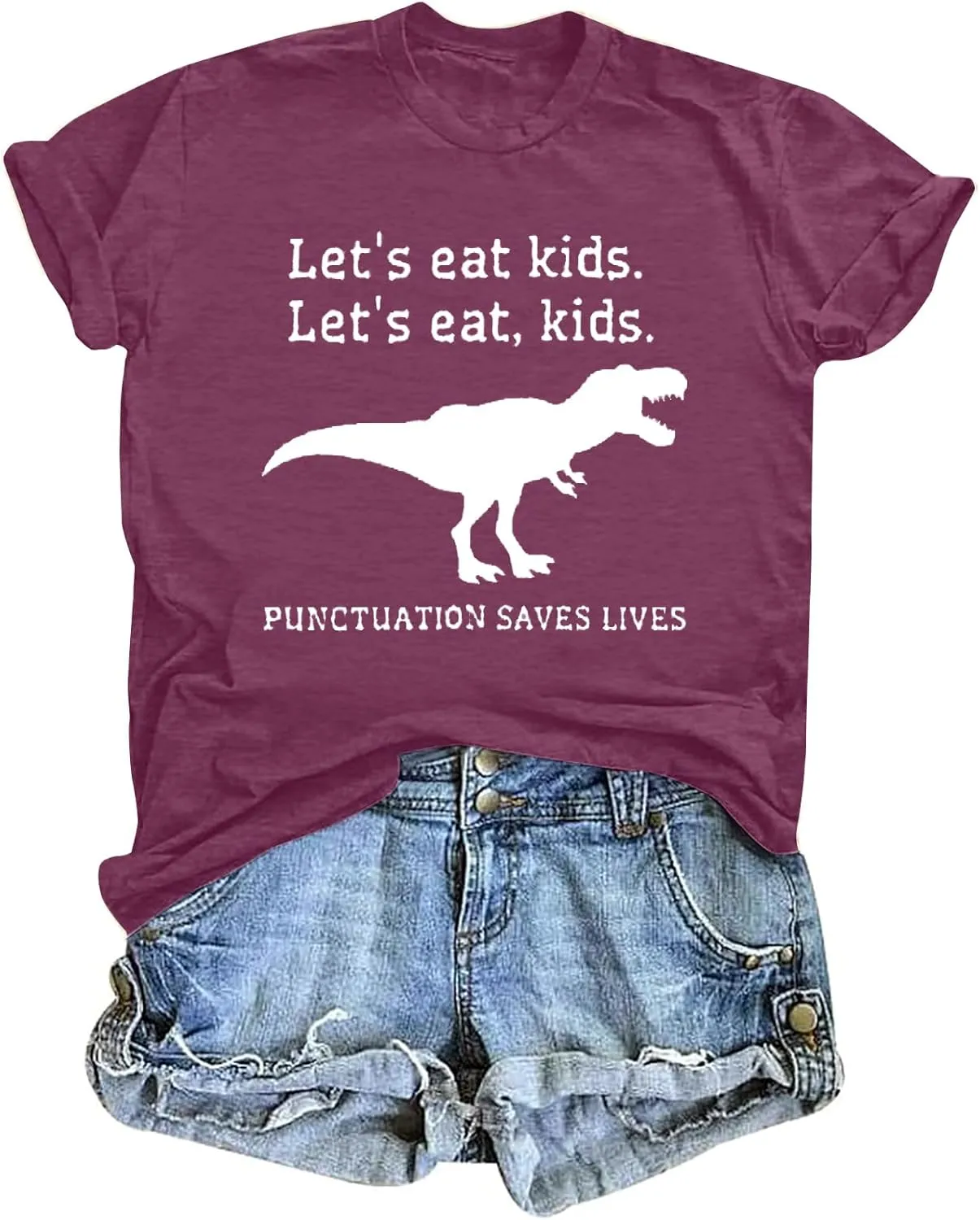 MYHALF Teacher Shirt Women Grammar Tshirt: Funny Dinasour Graphic T Shirt Teacher Gifts Kindergarten Teacher Life Tops