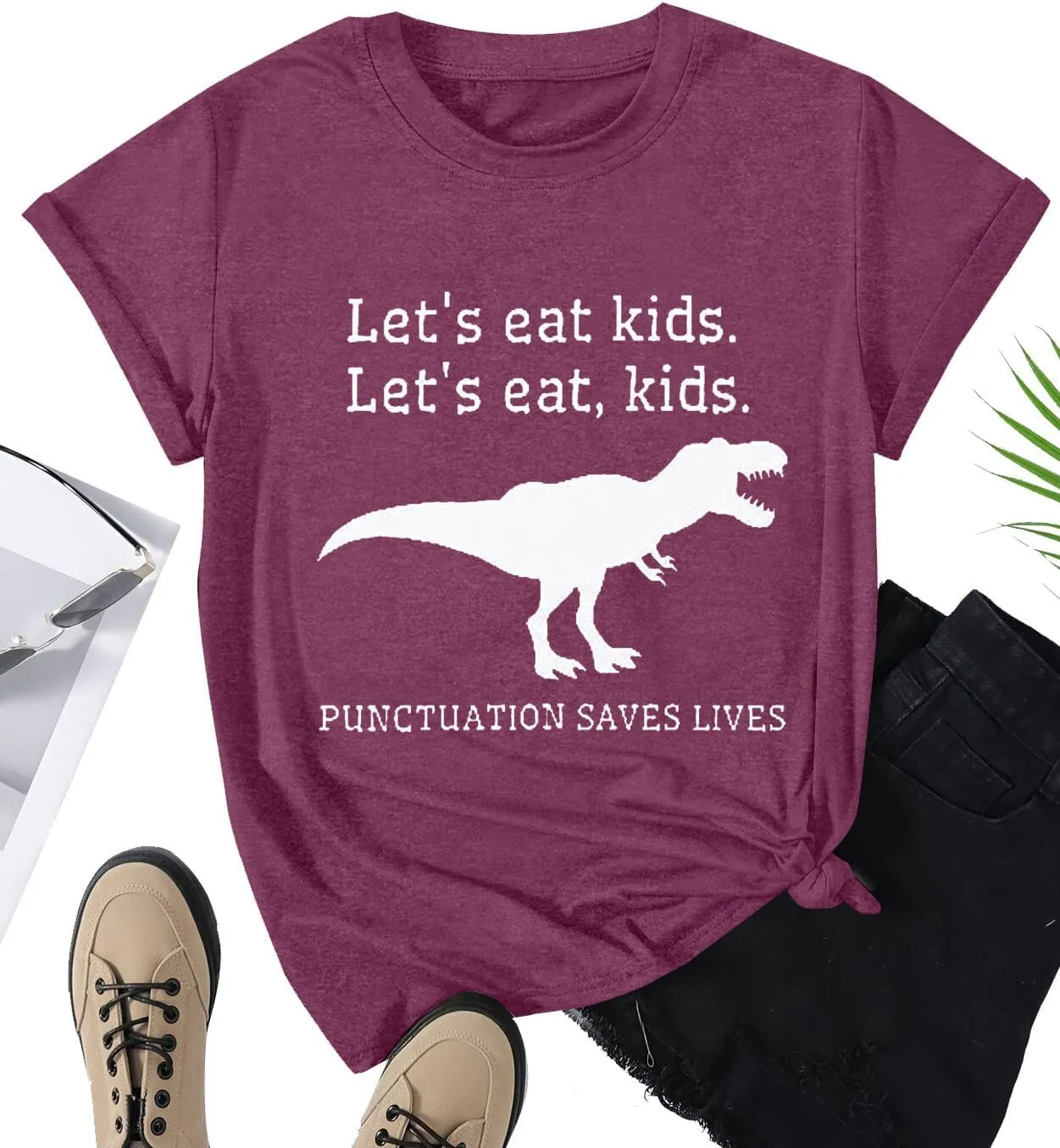 MYHALF Teacher Shirt Women Grammar Tshirt: Funny Dinasour Graphic T Shirt Teacher Gifts Kindergarten Teacher Life Tops