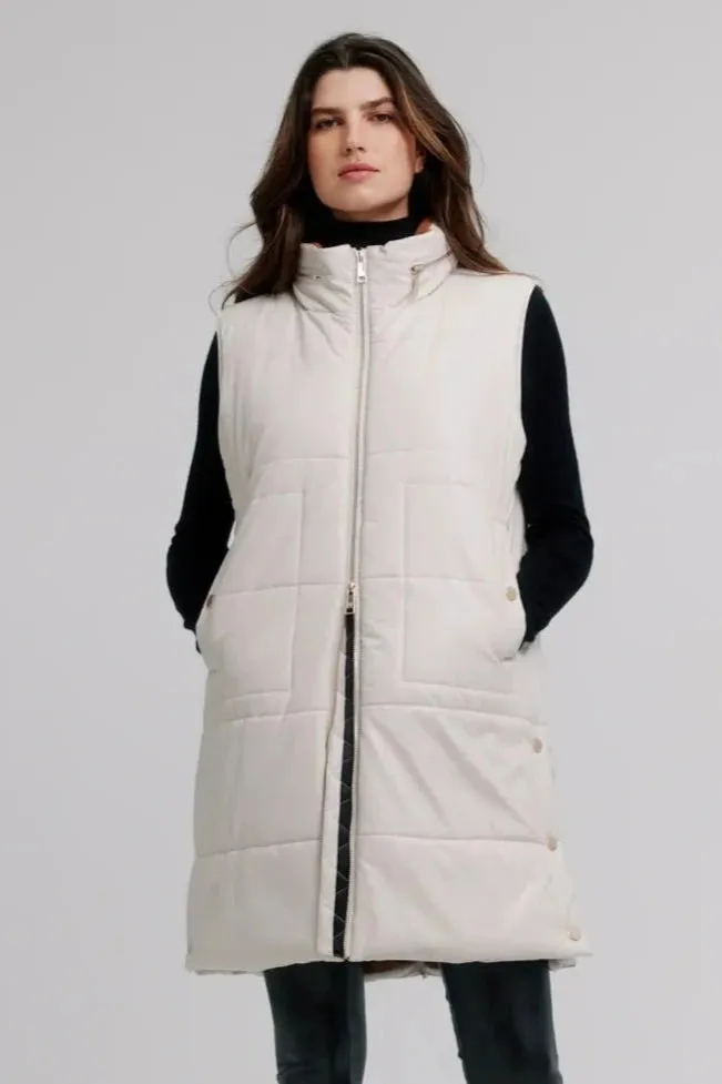 Nikki Jones Vegan Leather Diamond Vest - Cream