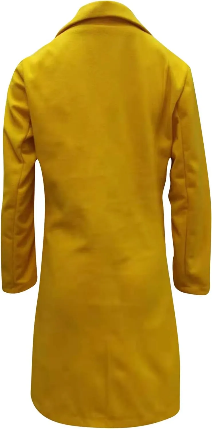 Pea Coats For Women,2024 Trendy Classic Notched Lapel Collar Double Breasted Trench Coat Mid Slim Fit Winter Coats