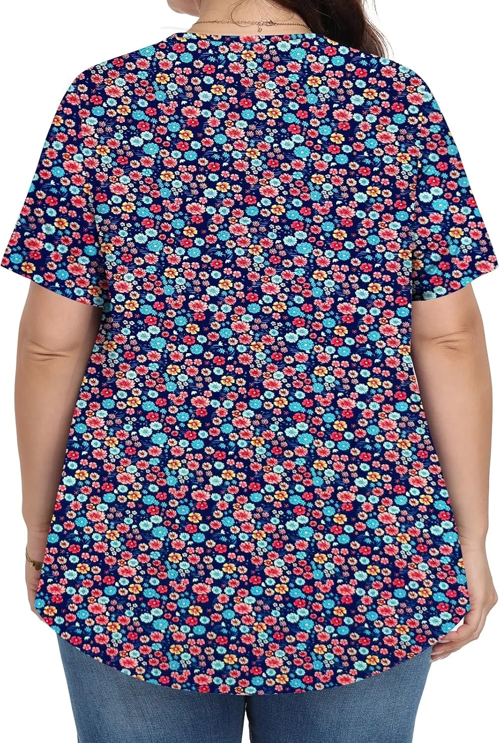 Plus Size Tops for Women Summer 2025 Short Sleeve Shirts Tunics Square Neck Casual Loose Blouses 1X-5X