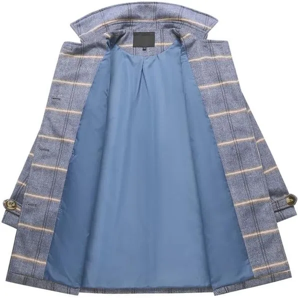 Rasujie Womens Pea Coat Double Breasted Wool Coat Long Winter Trench Coat with Belt