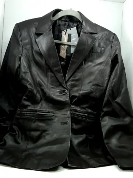Sidenter Womens Leather Blazer Regular Buttonend Blazer