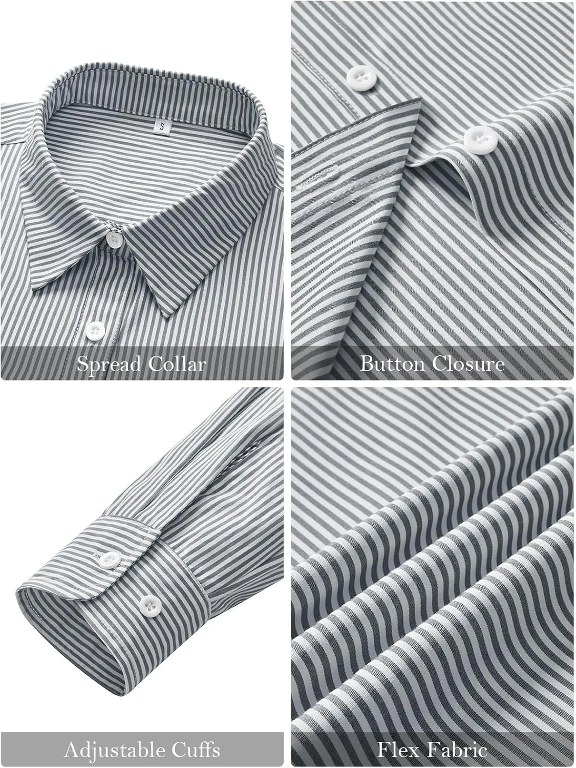 siliteelon Striped Button Down Shirts for Women Dress Shirts Long Sleeve Collared Casual Office Work Blouses Tops