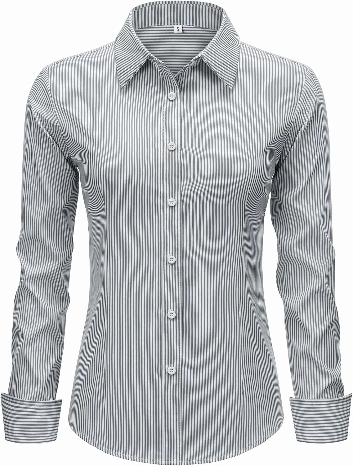 siliteelon Striped Button Down Shirts for Women Dress Shirts Long Sleeve Collared Casual Office Work Blouses Tops
