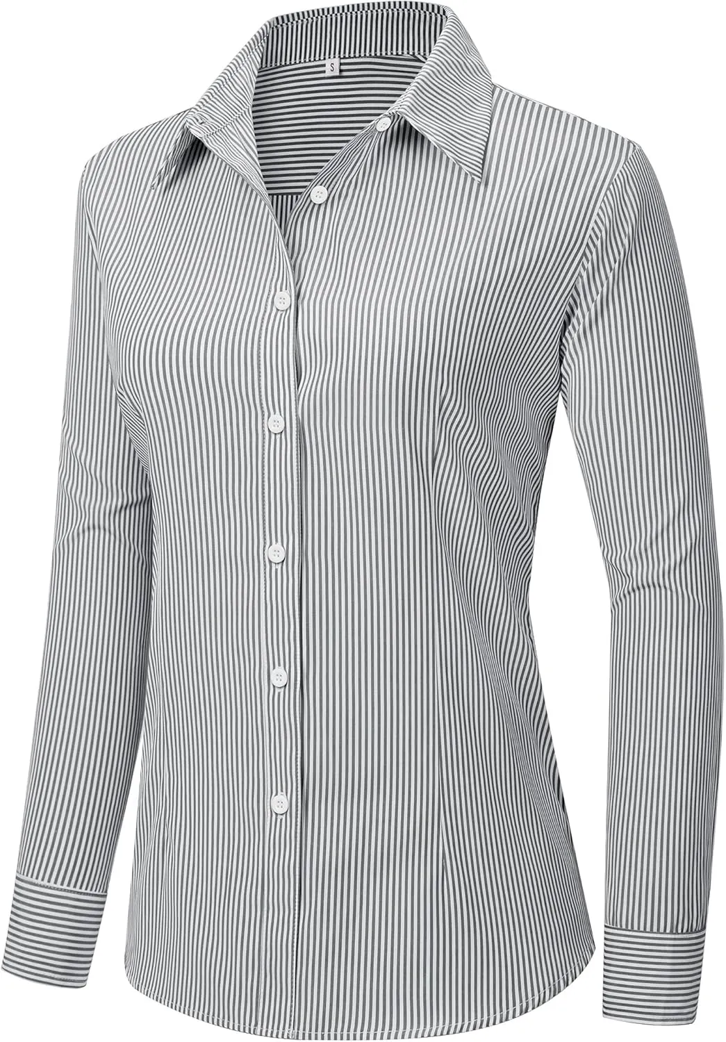 siliteelon Striped Button Down Shirts for Women Dress Shirts Long Sleeve Collared Casual Office Work Blouses Tops