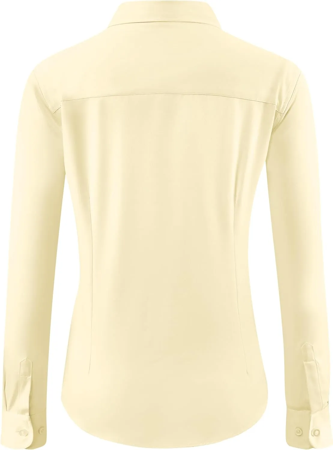 Soft Wrinkle-Free Women's Button Down Dress Shirts Solid Long Sleeve Work Blouses Fit Stretch Casual Tops XXS-4XL