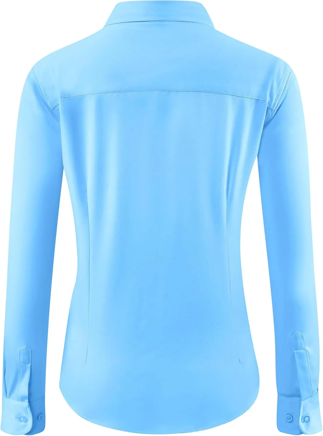 Soft Wrinkle-Free Women's Button Down Dress Shirts Solid Long Sleeve Work Blouses Fit Stretch Casual Tops XXS-4XL