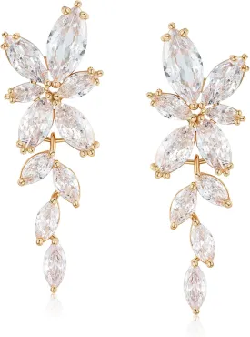 SWEETV Marquise Cubic Zirconia Bridal Earrings, Elegant Wedding Earrings for Brides Bridesmaids, Crystal Formal Drop Earrings for Women Jewelry Gifts