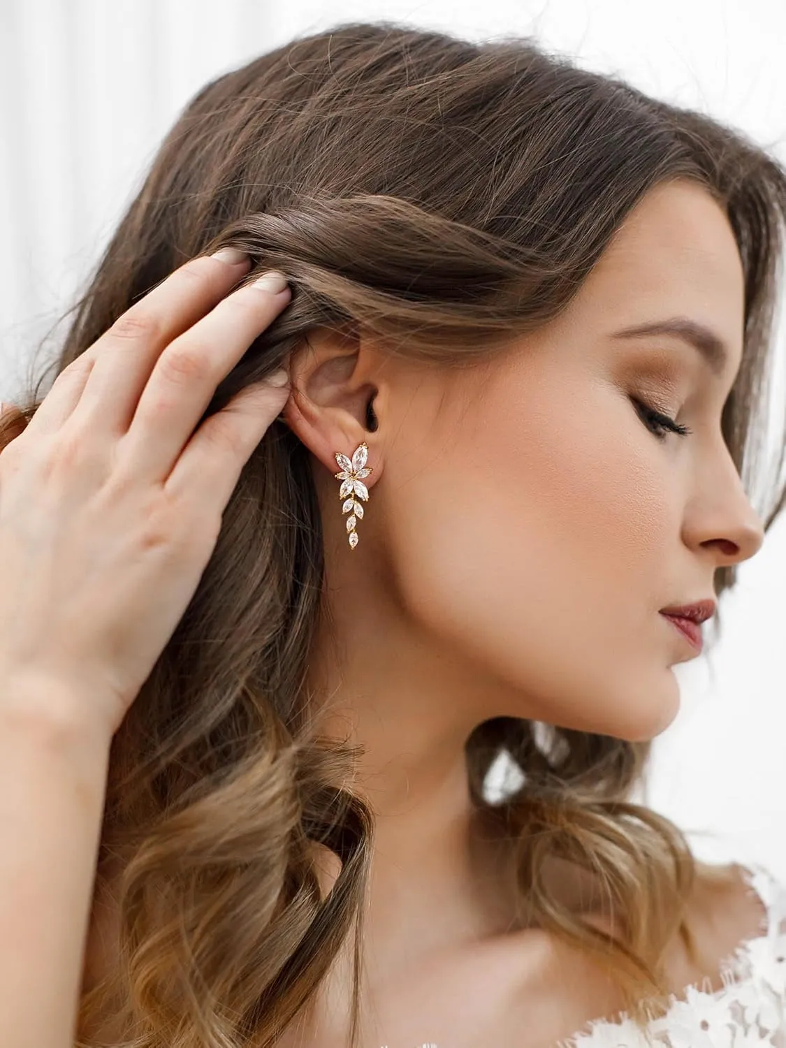 SWEETV Marquise Cubic Zirconia Bridal Earrings, Elegant Wedding Earrings for Brides Bridesmaids, Crystal Formal Drop Earrings for Women Jewelry Gifts