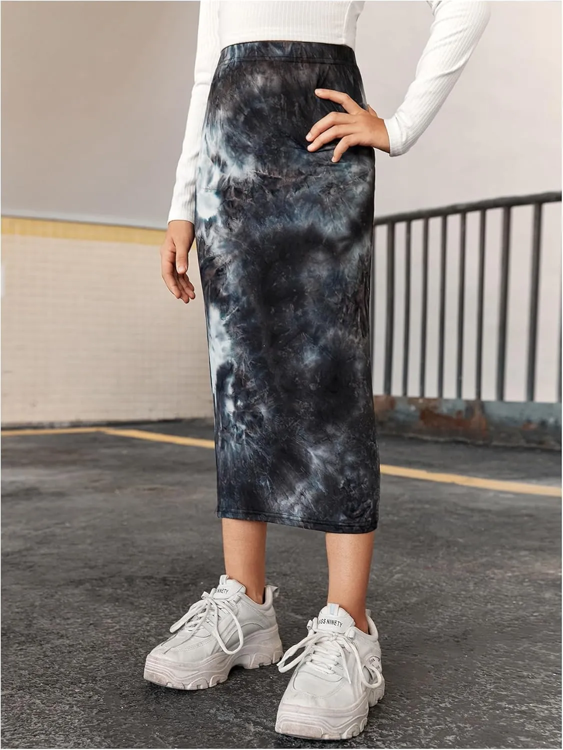 Verdusa Girl's Tie Dye Bodycon Skirts Casual High Waisted Midi Skirts