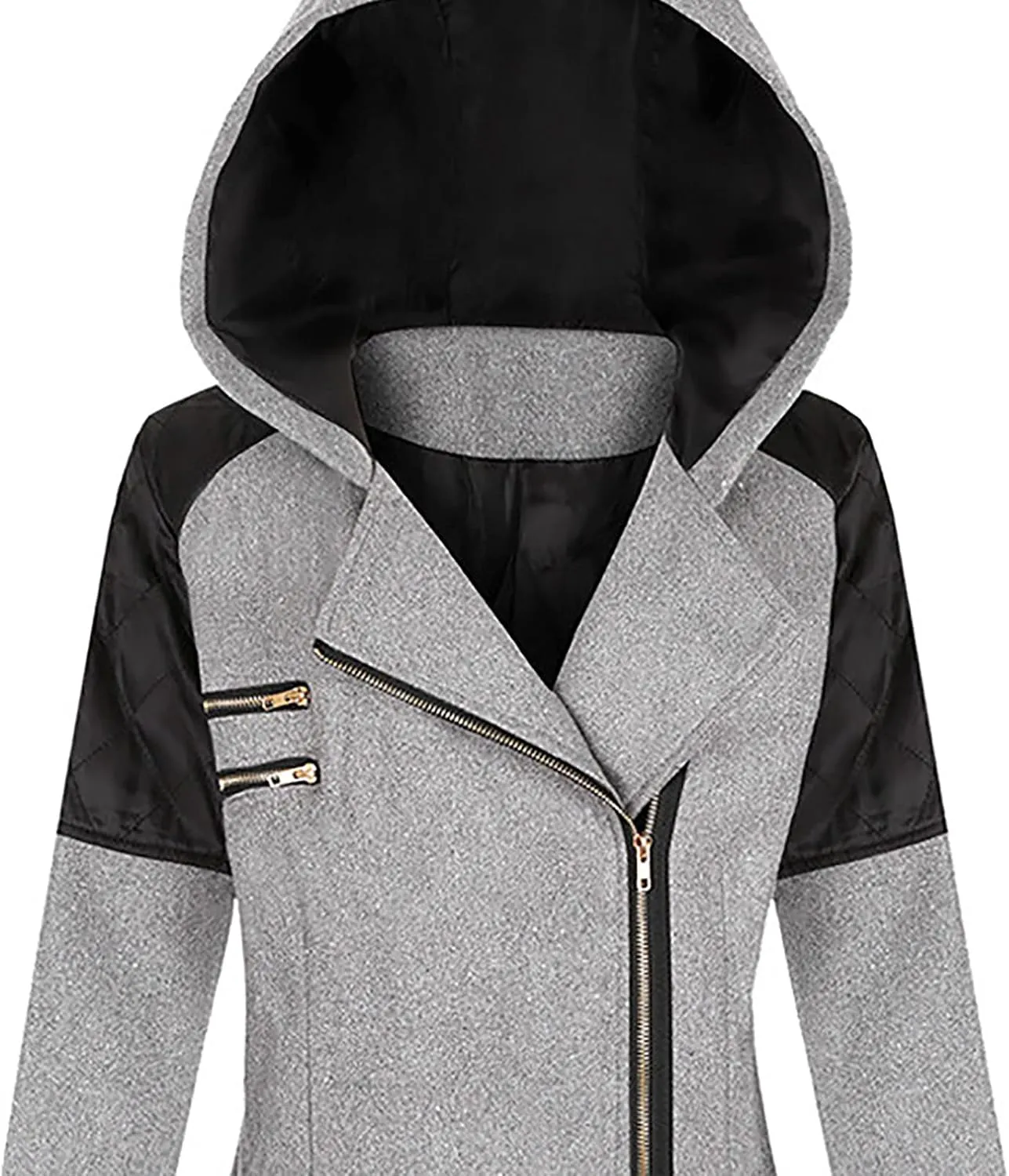 Winter Trench Coat Women Lapel Double Breasted Wool Blend Pea Coats Fashion Plaid Hooded Long Jacket with Belted