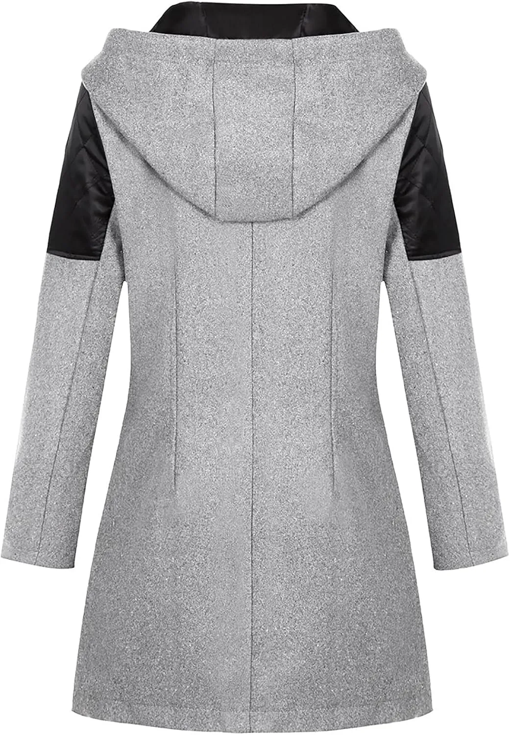 Winter Trench Coat Women Lapel Double Breasted Wool Blend Pea Coats Fashion Plaid Hooded Long Jacket with Belted