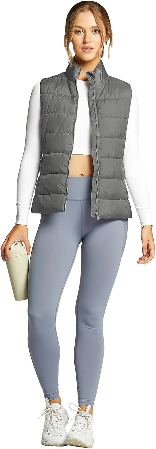 Women's Puffer Vests Full Zip Quilted Sleeveless Puffy Jacket for Womens Water-Resistant Outdoor Cozy Sport Coat S-2XL