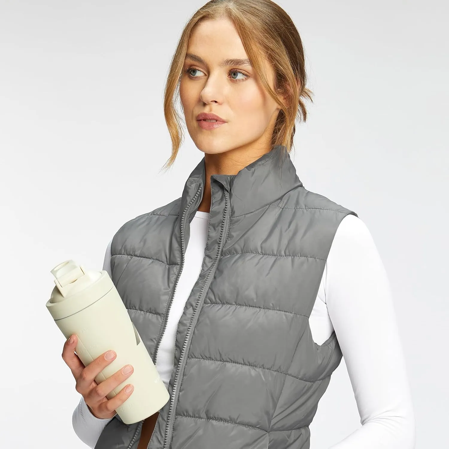 Women's Puffer Vests Full Zip Quilted Sleeveless Puffy Jacket for Womens Water-Resistant Outdoor Cozy Sport Coat S-2XL